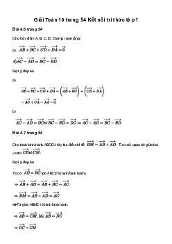 Toán 10 Bài 8: Tổng và hiệu của hai vectơ - Kết Nối Tri Thức