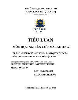 Nghiên cứu sản phẩm bánh quy Cosy - Tiểu luận môn học Nghiên cứu Marketing | Đại học Gia Định