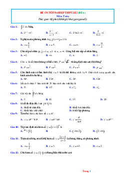 Đề ôn thi tốt nghiệp 2022 môn Toán -Đề 6 (có lời giải chi tiết)