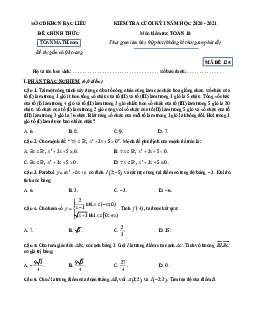 Đề kiểm tra cuối kỳ 1 Toán 10 năm 2020 – 2021 sở GDKHCN Bạc Liêu