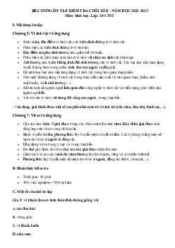 Đề cương ôn tập học kì 2 môn Sinh học 10 Chân trời sáng tạo