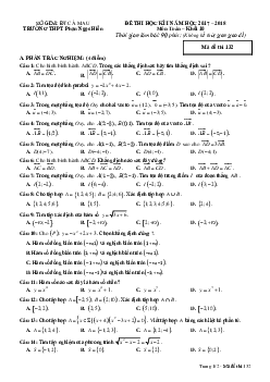 Đề thi HK1 Toán 10 năm học 2017 – 2018 trường THPT Phan Ngọc Hiển – Cà Mau