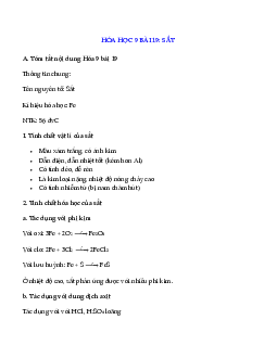 Hóa học 9 Bài 19: Sắt