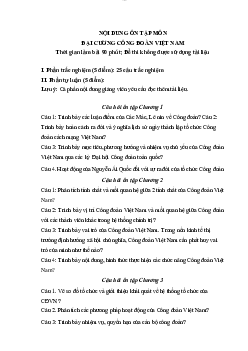 Tài liệu chương 3 và nội dung ôn tập Đại cương Công đoàn Việt Nam | Đại học Công Đoàn