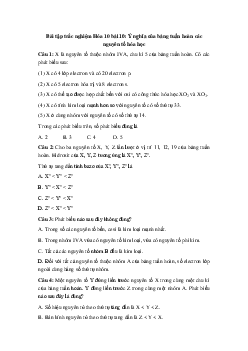Trắc nghiệm Hóa học 10 bài 10: Ý nghĩa của bảng tuần hoàn các nguyên tố hóa học