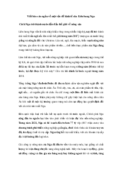 Viết báo cáo ngắn về một vấn đề kinh tế của Liên bang Nga mà em quan tâm