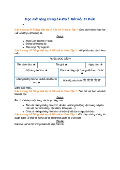 Giải SGK Tiếng Việt 5 trang 54 Bài 10: Đọc mở rộng - Kết nối tri thức (Tập 1)