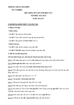 Ôn tập cuối học kỳ 1 Toán 6 năm 2021 – 2022 trường THCS Long Biên – Hà Nội