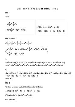 Giải Toán 7 Bài 4: Phép nhân đa thức một biến | Cánh diều