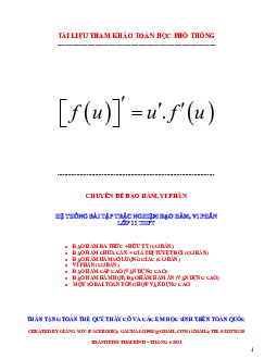 Hệ thống bài tập trắc nghiệm đạo hàm – vi phân