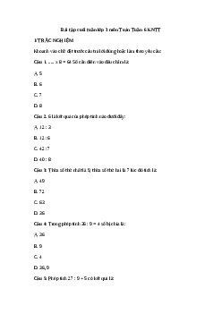 Phiếu bài tập cuối tuần lớp 3 môn Toán - Tuần 6 (cơ bản) | Kết nối tri thức