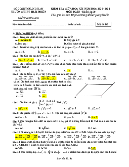 Đề thi giữa HK1 Toán 10 năm 2020 – 2021 trường THPT Thái Phiên – Quảng Nam