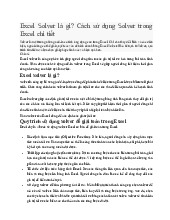 Hướng Dẫn Sử Dụng Excel Solver để Tối Ưu Hoá Dữ Liệu Kinh Doanh