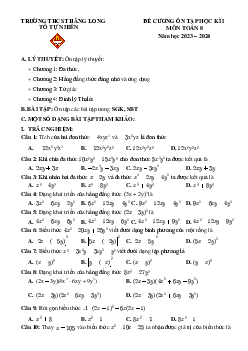 Đề cương học kì 1 Toán 8 năm 2023 – 2024 trường THCS Thăng Long – Hà Nội