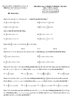 Đề minh họa cuối kì 2 Toán 12 năm 2022 – 2023 trường THPT Bảo Thắng 2 – Lào Cai