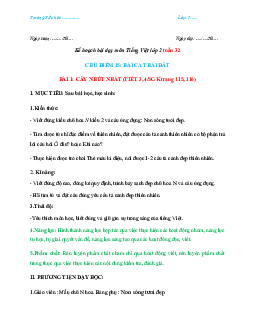 Bài 1 Tuần 32 Tiết 3, 4| Giáo án Tiếng Việt 2 học kì 2 | Chân trời sáng tạo