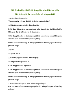 Giải Tin học lớp 4 Bài 6: Sử dụng phần mềm khi được phép | Chân trời sáng tạo