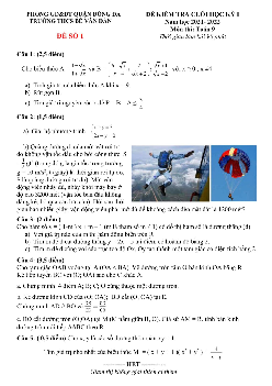 Đề thi cuối học kỳ 1 Toán 9 năm 2021 – 2022 trường THCS Bế Văn Đàn – Hà Nội