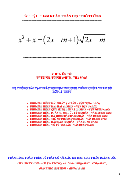 Hệ thống bài tập trắc nghiệm chuyên đề phương trình chứa tham số – Lương Tuấn Đức