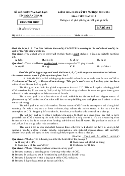 Đề thi cuối học kỳ 2 Tiếng anh 12 sở GD Quảng Nam 2022-2023 (có đáp án)