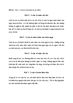 Nói 2 - 3 câu về món ăn em thích (4 mẫu) | Tiếng việt 4 Chân Trời sáng tạo