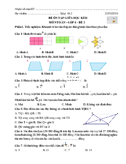 Đề ôn thi giữa học kì 2 môn Toán 4 sách Cánh diều | đề 2