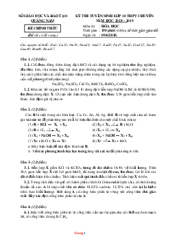Đề thi tuyển sinh lớp 10 THPT Chuyên năm 2018-2019 môn hóa học Sở GD Quảng Nam (có lời giải)