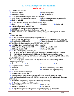 Trắc Nghiệm Sinh 9 Bài 8: Nhiễm Sắc Thể (Có Đáp Án)