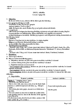 Unit 2: U2L2A | Giáo án Tiếng Anh 2 sách i-Learn Smart Start (Cả năm)
