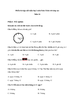 Bài tập cuối tuần Toán lớp 2| Chân trời sáng tạo Tuần 16