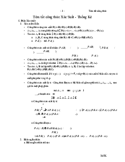 Tóm tắt công thức - Xác suất thống kê | Trường Đại học CNTT Thành Phố Hồ Chí Minh