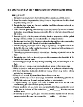 Đề Cương Ôn Tập Môn Tiếng Anh Chuyên Ngành Dược | Đại học Y khoa Phạm Ngọc Thạch