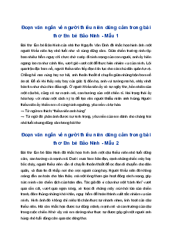 Viết đoạn văn về người thiếu niên dũng cảm trong bài thơ Em bé Bảo Ninh | Tập làm văn 4