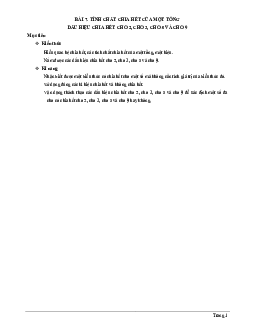 Chuyên đề tính chất chia hết của một tổng, dấu hiệu chia hết cho 2, cho 3, cho 5, cho 9 Toán 6