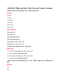 Giải Tiếng Anh lớp 1 Unit 0 Lesson Content Concepts SGK | Explore Our World