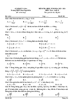 Đề kiểm tra HK2 Toán 12 năm 2023 – 2024 trường THPT Phan Ngọc Hiển – Cà Mau