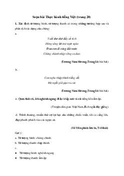 Soạn bài Thực hành tiếng Việt trang 20 - Chân trời sáng tạo