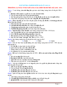 Trắc nghiệm Sử 11 bài 11:Tình hình các nước Tư Bản giữa hai cuộc chiến tranh thế giới (1918-1939) (có đáp án )