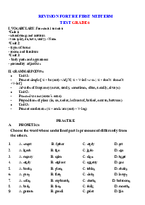 Đề cương ôn tập giữa học kì 1 môn Tiếng Anh 6 sách Global Success