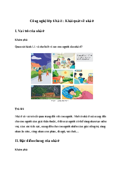 Giải Công nghệ 6 Bài 1: Khái quát về nhà ở | Kết nối tri thức