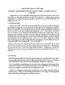 Những đóng góp của vương triều nhà Lý trong lịch sử dân tộc | Trường Đại Học Thủ Đô Hà Nội