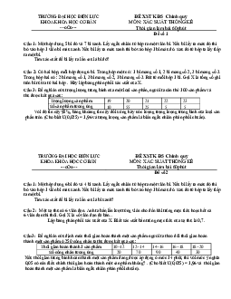 Đề thi xác suất thống kê | Đại học Điện Lực