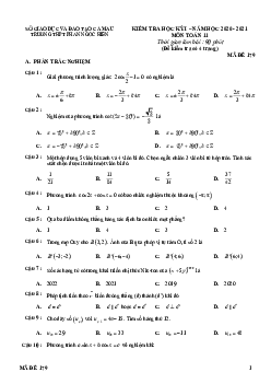 Đề thi HK1 Toán 11 năm 2020 – 2021 trường THPT Phan Ngọc Hiển – Cà Mau