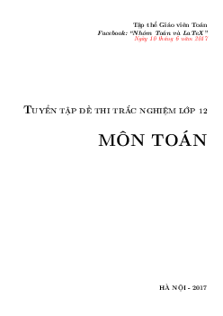 Tuyển tập đề thi trắc nghiệm lớp 12 môn Toán (Dự án 13)