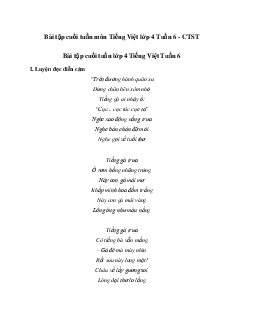 Giải Bài tập cuối tuần lớp 4 môn Tiếng Việt Chân trời sáng tạo - Tuần 6