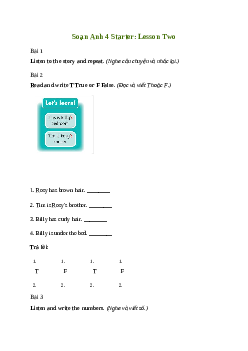 Giải Tiếng Anh lớp 4 Starter: Lesson Two | Family and Friends