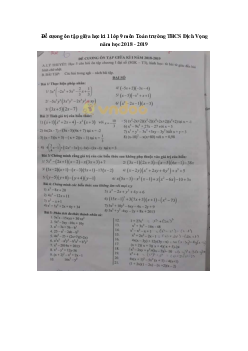 Đề cương ôn tập giữa học kì 1 lớp 9 môn Toán trường THCS Dịch Vọng năm học 2018 - 2019