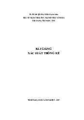 Bài giảng Xác suất thống kê Toán Kinh Tế 2 | Đại học Lâm Nghiệp