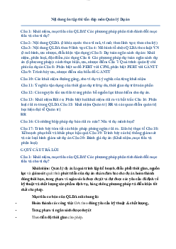 Đề cương câu hỏi ôn thi vấn đáp môn Quản lý dự án có gợi ý trả lời | Học viện Công nghệ Bưu chính Viễn thông