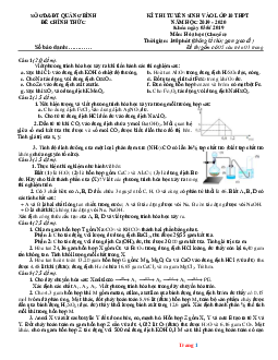 Đề thi tuyển sinh vào lớp 10 THPT năm 2019-2020 môn hóa chuyên Sở GD Quảng Bình (có lời giải)